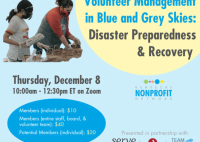 ONLINE: Volunteer Management in Blue and Grey Skies: Disaster Preparedness and Recovery