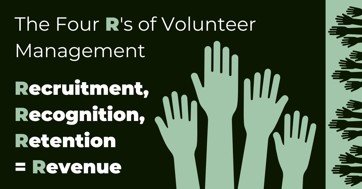 The Four R's of Volunteer Management: Recruitment, Recognition, Retention = Revenue