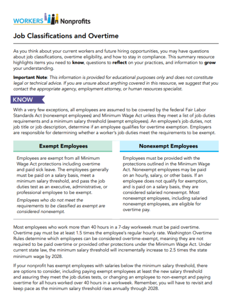Job Classifications and Overtime